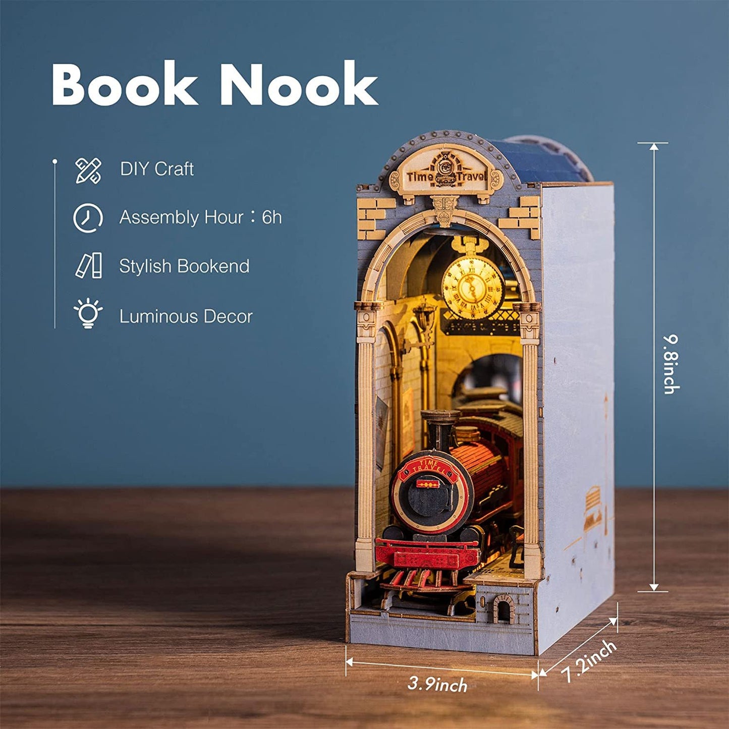 Sunshine Town – DIY Miniatur Bücherregal mit LED Licht | Kreatives Holz-Bauset für Erwachsene & Kinder
