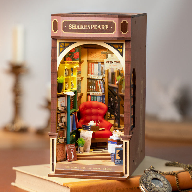 Sunshine Town – DIY Miniatur Bücherregal mit LED Licht | Kreatives Holz-Bauset für Erwachsene & Kinder