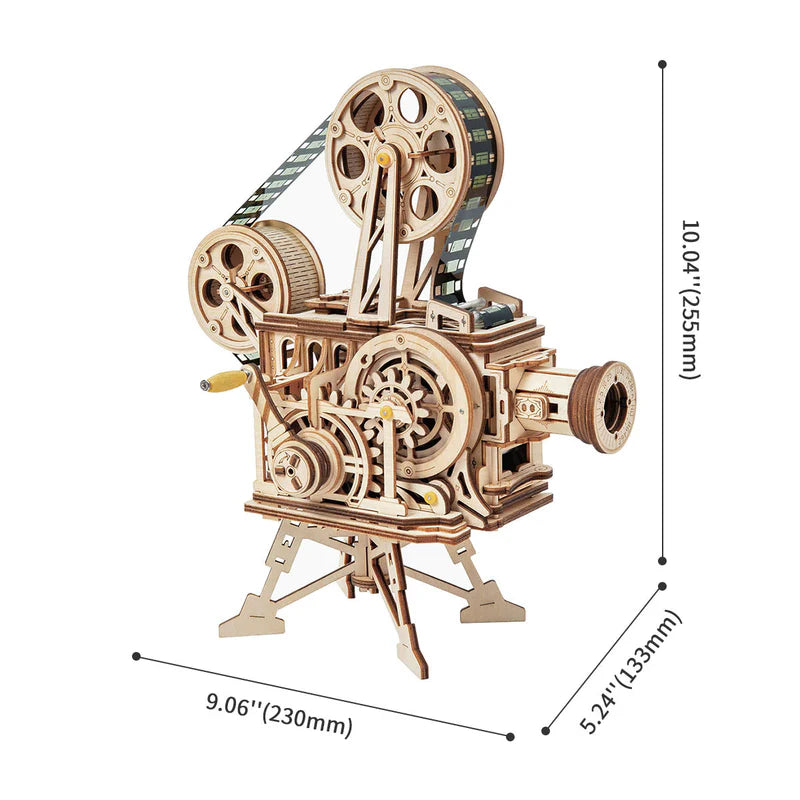 Vintage Filmprojektor Holzbausatz – 3D Puzzle mit echter Projektion