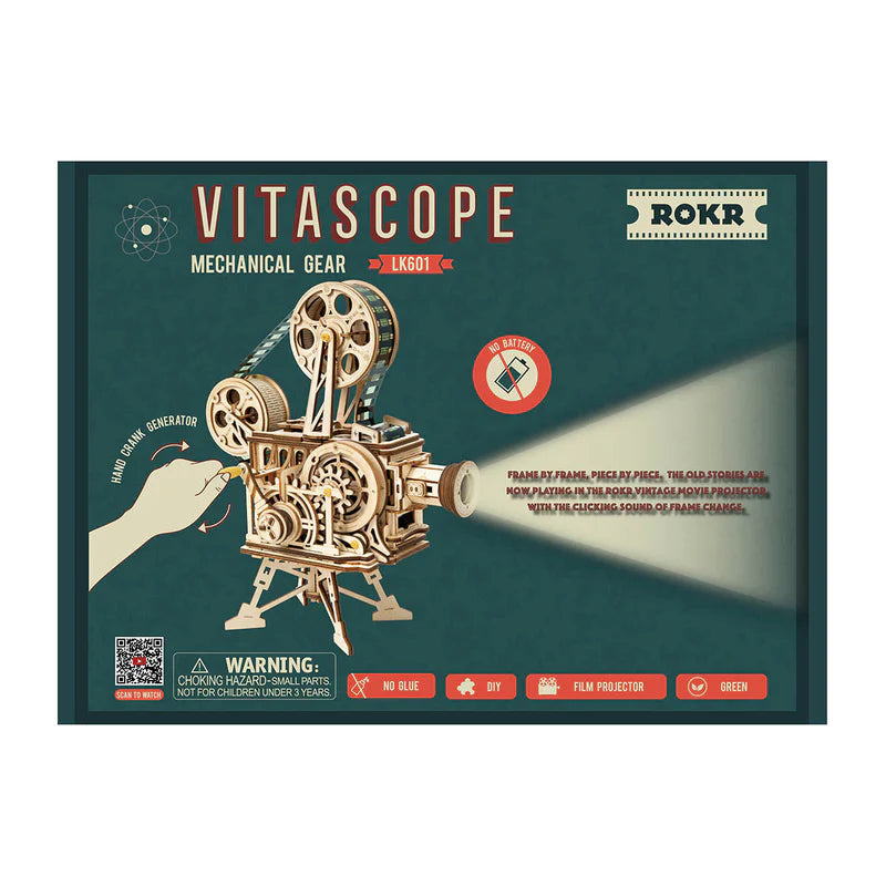 Vintage Filmprojektor Holzbausatz – 3D Puzzle mit echter Projektion