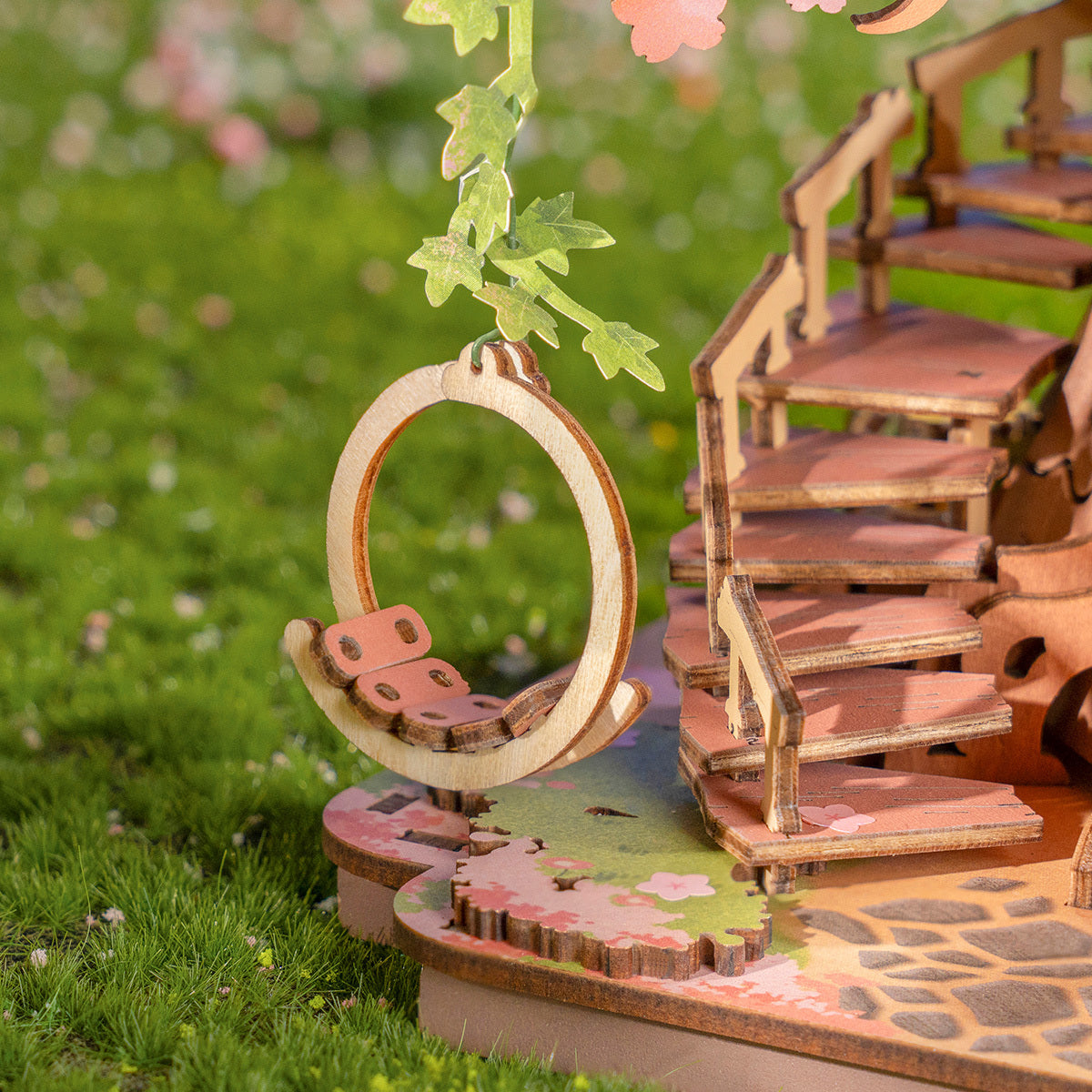 3D Kirschblüten-Baumhaus Holzpuzzle – 535 Teile DIY Set