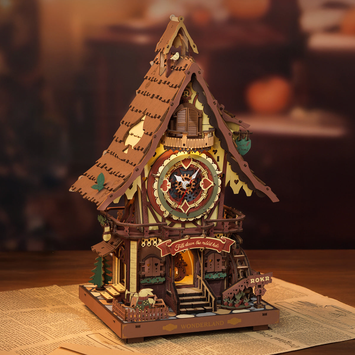 Guguklu Waldhaus-Uhr (3D Holzbausatz)