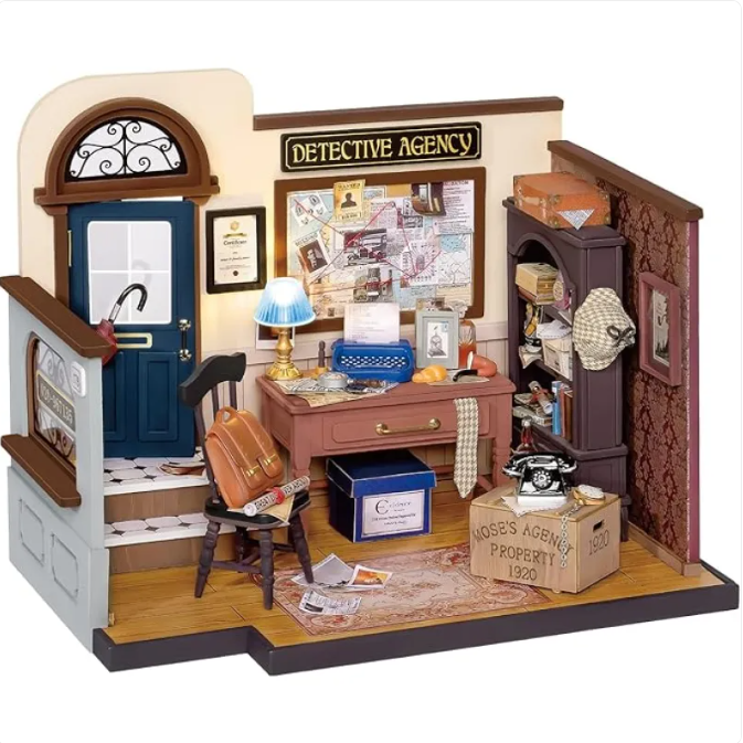 Sunshine Town – DIY Miniatur Bücherregal mit LED Licht | Kreatives Holz-Bauset für Erwachsene & Kinder