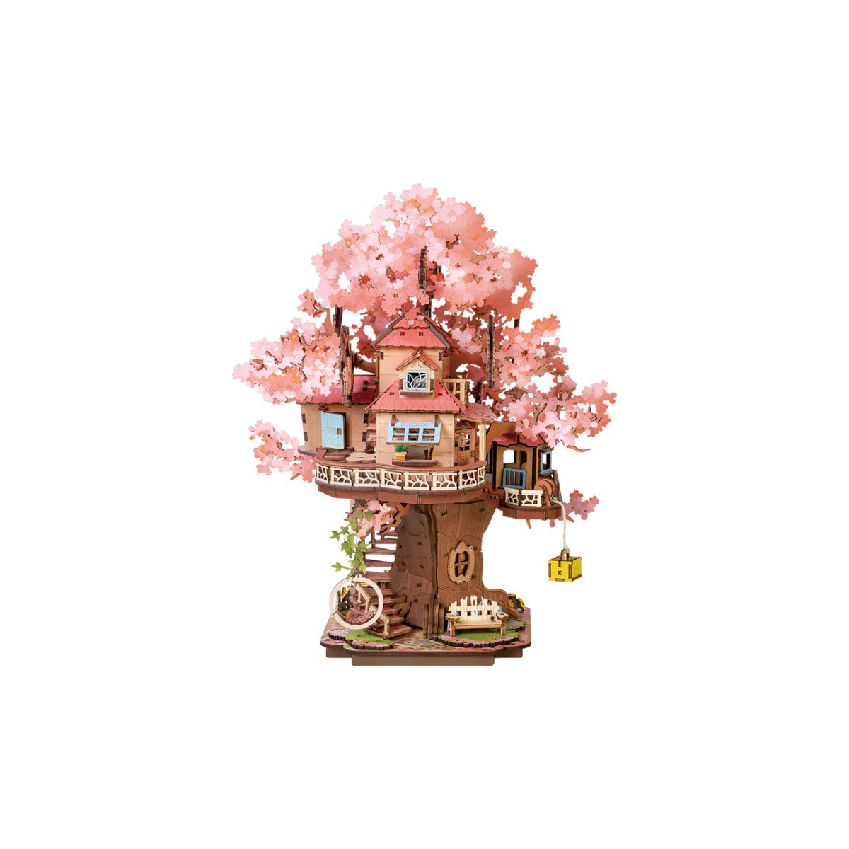 3D Kirschblüten-Baumhaus Holzpuzzle – 535 Teile DIY Set