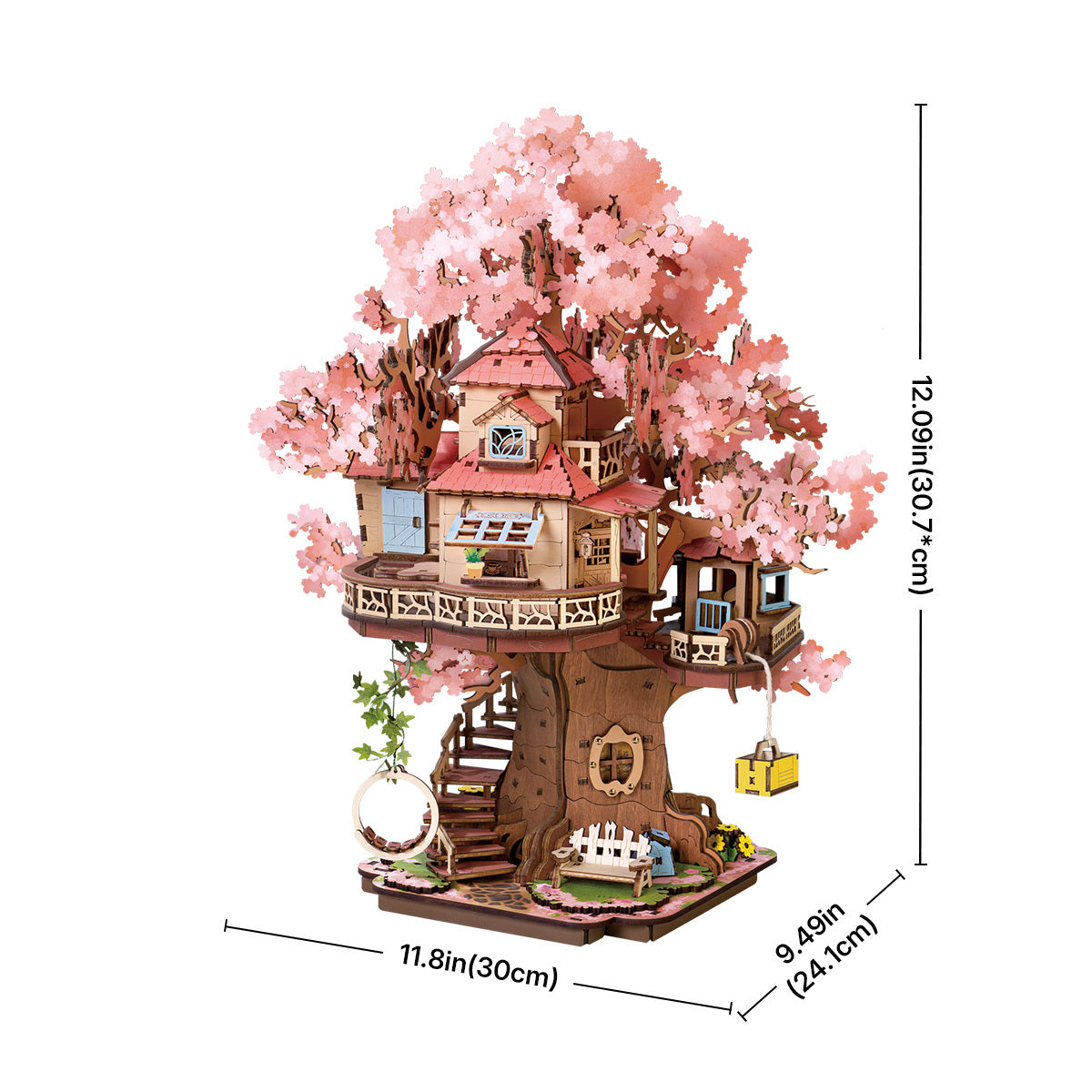 3D Kirschblüten-Baumhaus Holzpuzzle – 535 Teile DIY Set