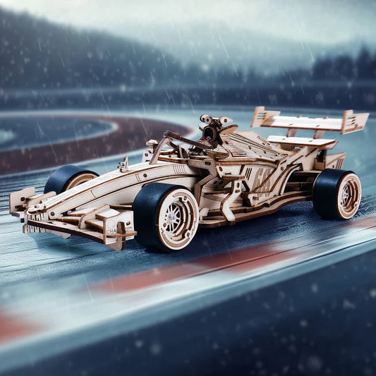 3D Holzpuzzle Rennwagen – Mechanisches Modell zum Selberbauen