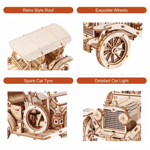 3D Holzauto Modellbausatz - Vintage Auto DIY Bausatz aus Holz für Erwachsene und Kinder