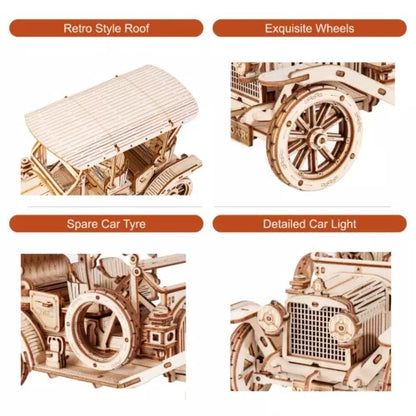 3D Holzauto Modellbausatz - Vintage Auto DIY Bausatz aus Holz für Erwachsene und Kinder
