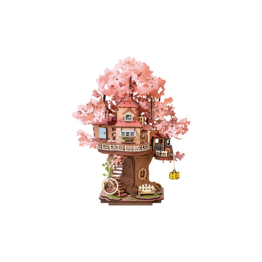 3D Kirschblüten-Baumhaus Holzpuzzle – 535 Teile DIY Set